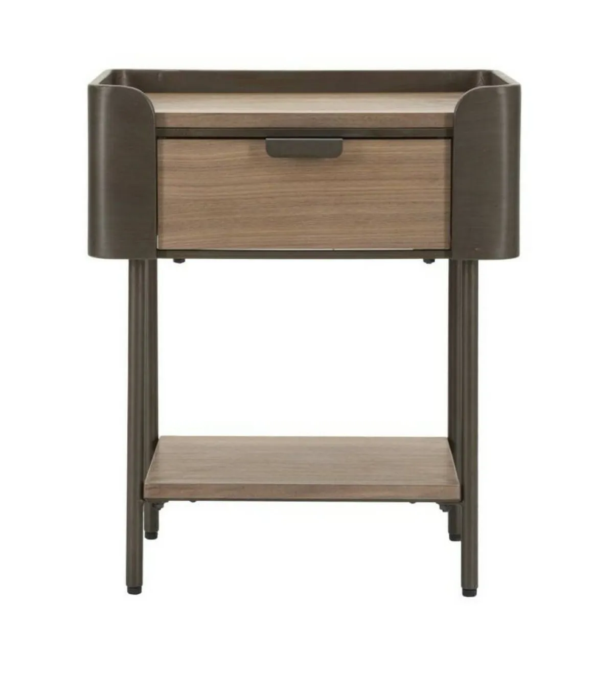 Tavolino salotto rettangolare grigio e marrone 50x41x60h cm con 1 cassetto - Muse