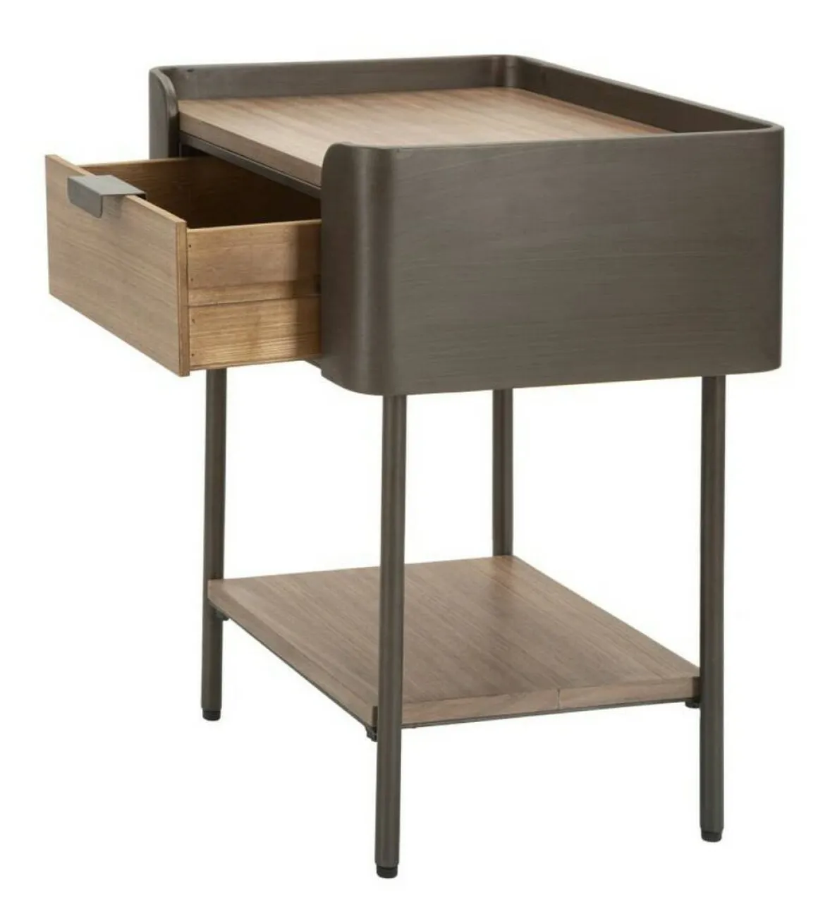 Tavolino salotto rettangolare grigio e marrone 50x41x60h cm con 1 cassetto - Muse