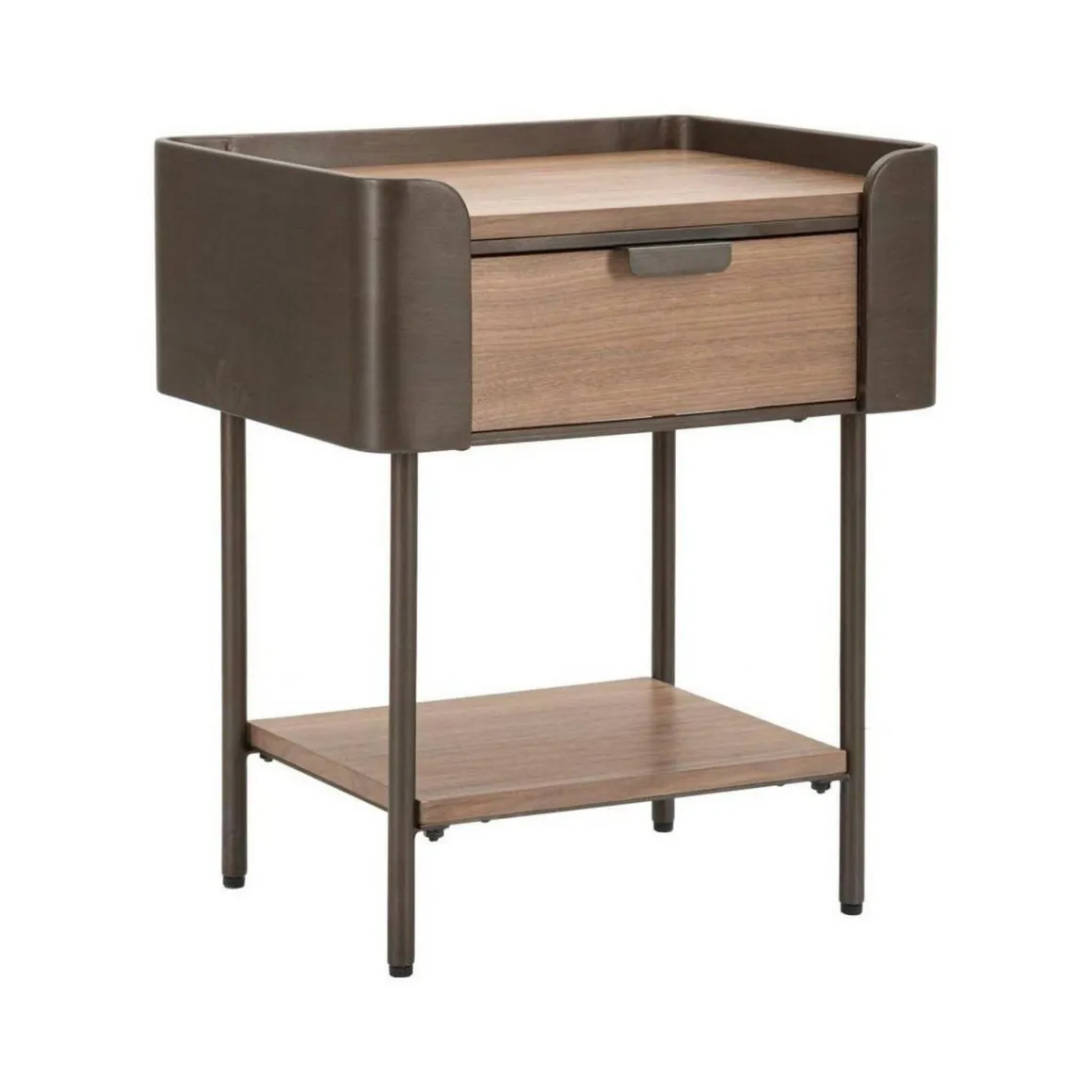 Tavolino salotto rettangolare grigio e marrone 50x41x60h cm con 1 cassetto - Muse