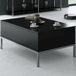 Tavolino salotto rettangolare nero e argento 90x60x40h cm - Vespero