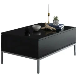 Tavolino salotto rettangolare nero e argento 90x60x40h cm - Vespero