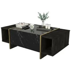 Tavolini Da Salotto|Salotto > Dmora Tavolino salotto rettangolare nero e oro 106x60x40h cm - Gigliola Oro, Nero