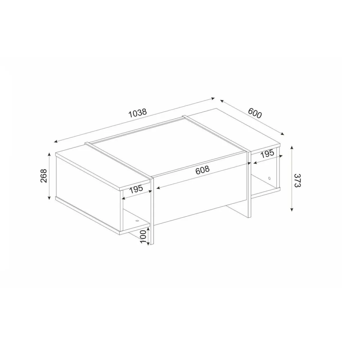 Tavolino salotto rettangolare nero e oro 103x60x37h cm - Salvador