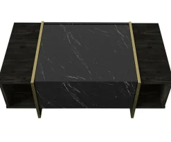 Tavolino salotto rettangolare nero e oro 103x60x37h cm - Salvador