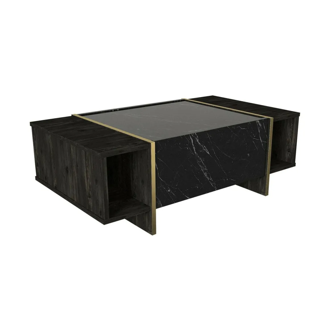 Tavolino salotto rettangolare nero e oro 103x60x37h cm - Salvador