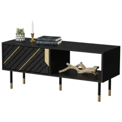 Tavolino salotto rettangolare nero e oro 110x60x46h cm - Sersale