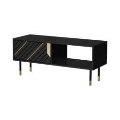 Tavolino salotto rettangolare nero e oro 110x60x46h cm - Sersale