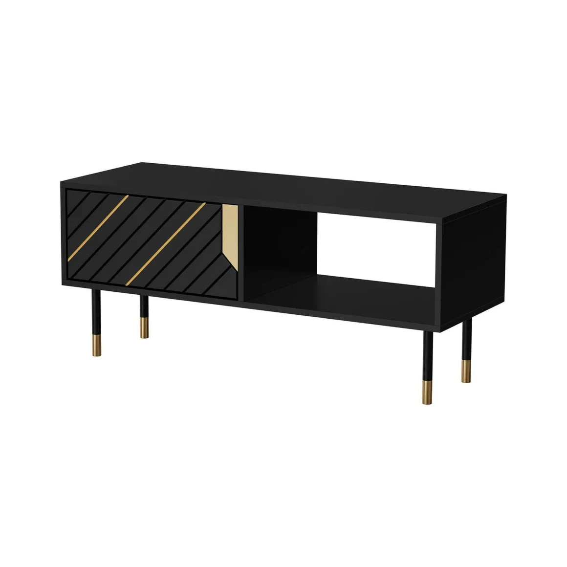 Tavolino salotto rettangolare nero e oro 110x60x46h cm - Sersale