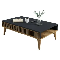 Tavolino salotto rettangolare noce e antracite 105x60x34h cm - Atrani