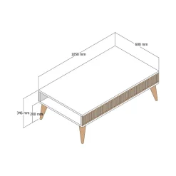Tavolini Da Salotto|Salotto > Dmora Tavolino salotto rettangolare noce e bianco 105x60x32h cm - Gru Bianco, Marrone Noce