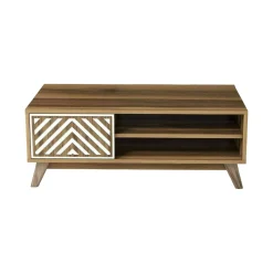Tavolini Da Salotto|Salotto > Dmora Tavolino salotto rettangolare noce e bianco 105x60x38h cm - Triaria Bianco, Marrone Noce