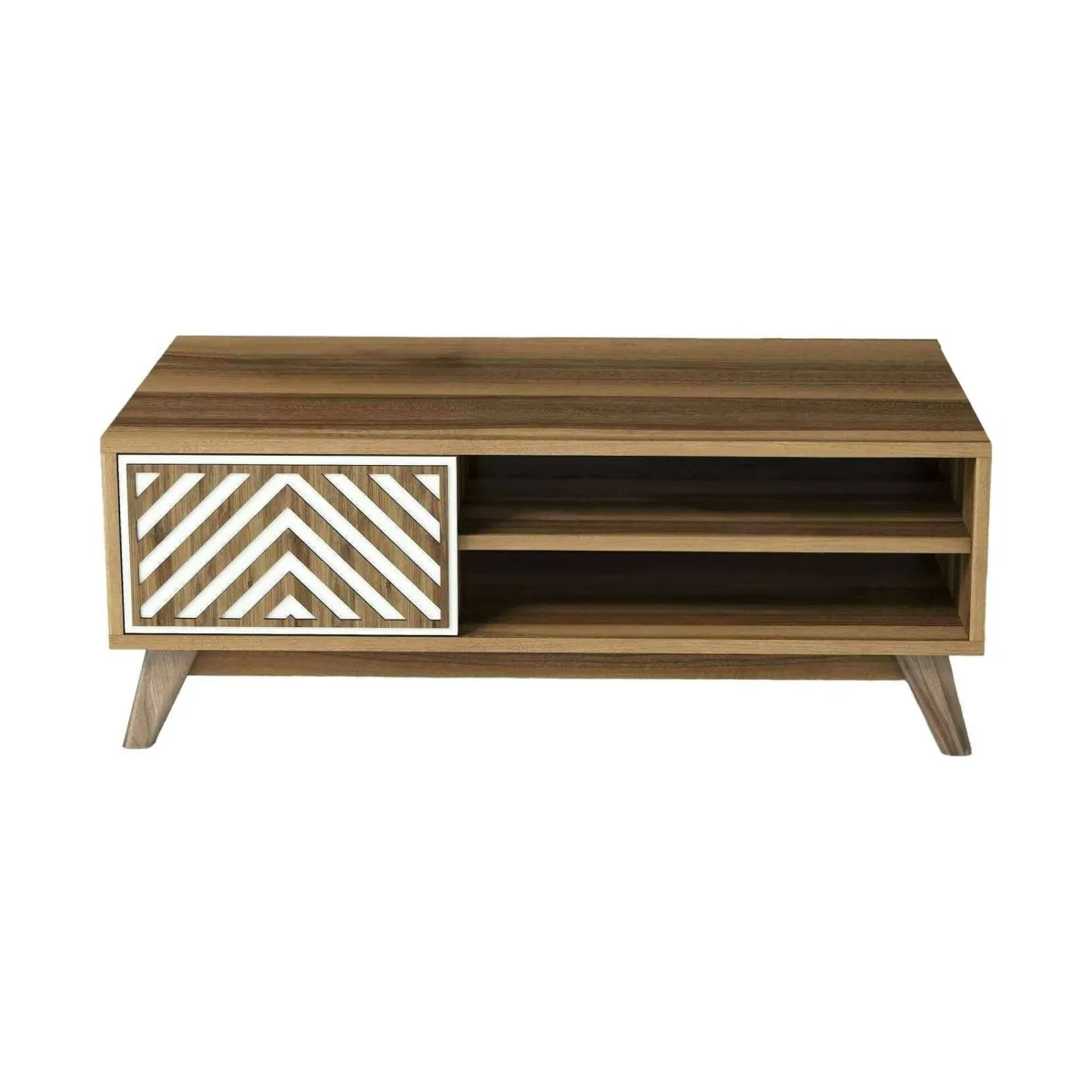 Tavolini Da Salotto|Salotto > Dmora Tavolino salotto rettangolare noce e bianco 105x60x38h cm - Triaria Bianco, Marrone Noce