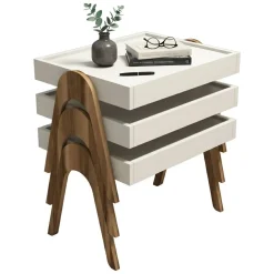 Tavolino salotto rettangolare noce e crema 53x40x64h cm - Strembo