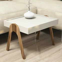 Tavolini Da Salotto > Dmora Tavolino salotto rettangolare noce e nero 105x60x34h cm - Canazei Nero Marmo, Marrone Noce