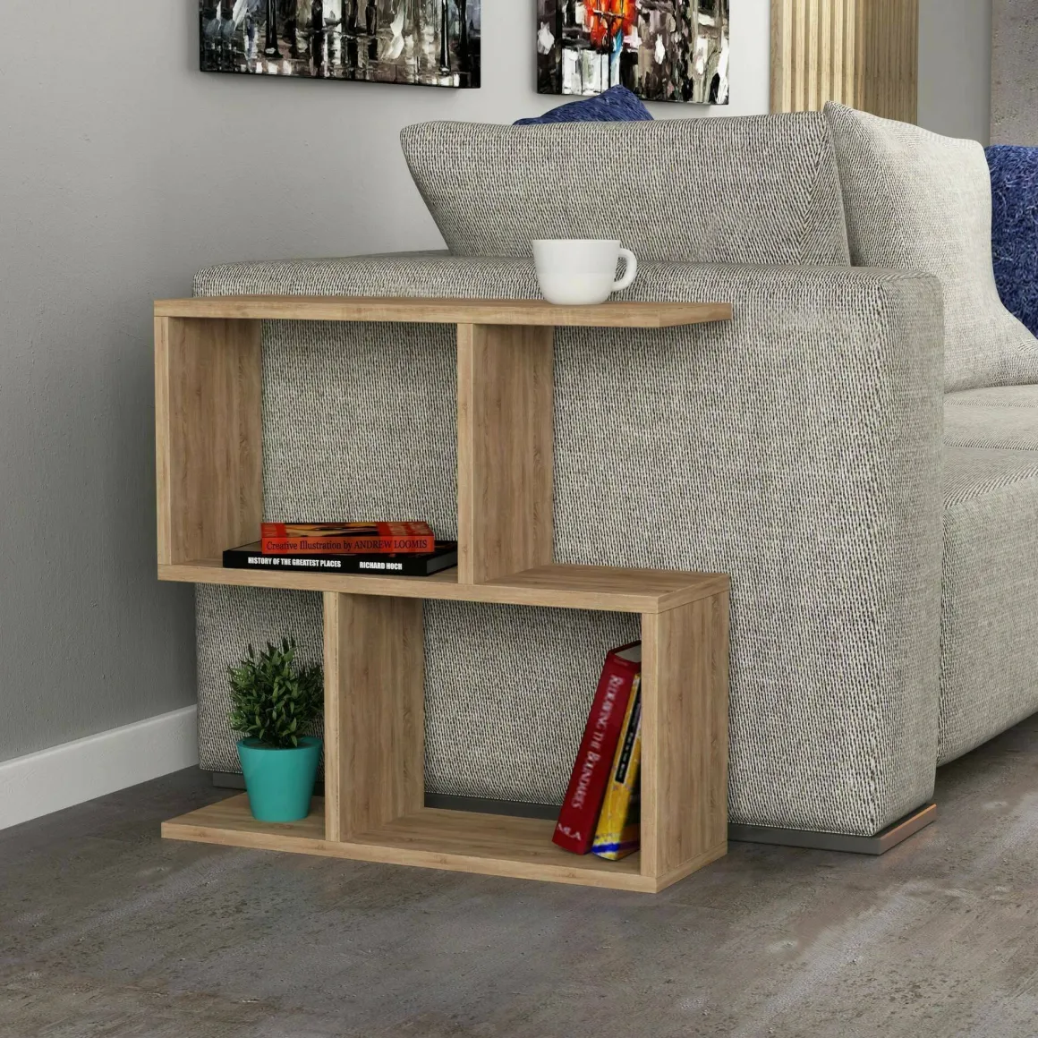 Tavolino salotto rettangolare quercia 60x20x60h cm - Fabrizia