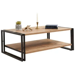 Tavolino salotto rettangolare quercia e nero 110x70x40h cm - Gioacchina