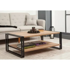 Tavolino salotto rettangolare quercia e nero 110x70x40h cm - Gioacchina