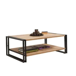 Tavolino salotto rettangolare quercia e nero 110x70x40h cm - Gioacchina