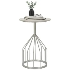 Tavolini Da Salotto > Dmora Tavolino salotto rotondo 37x37x58h cm - Calepio Argento