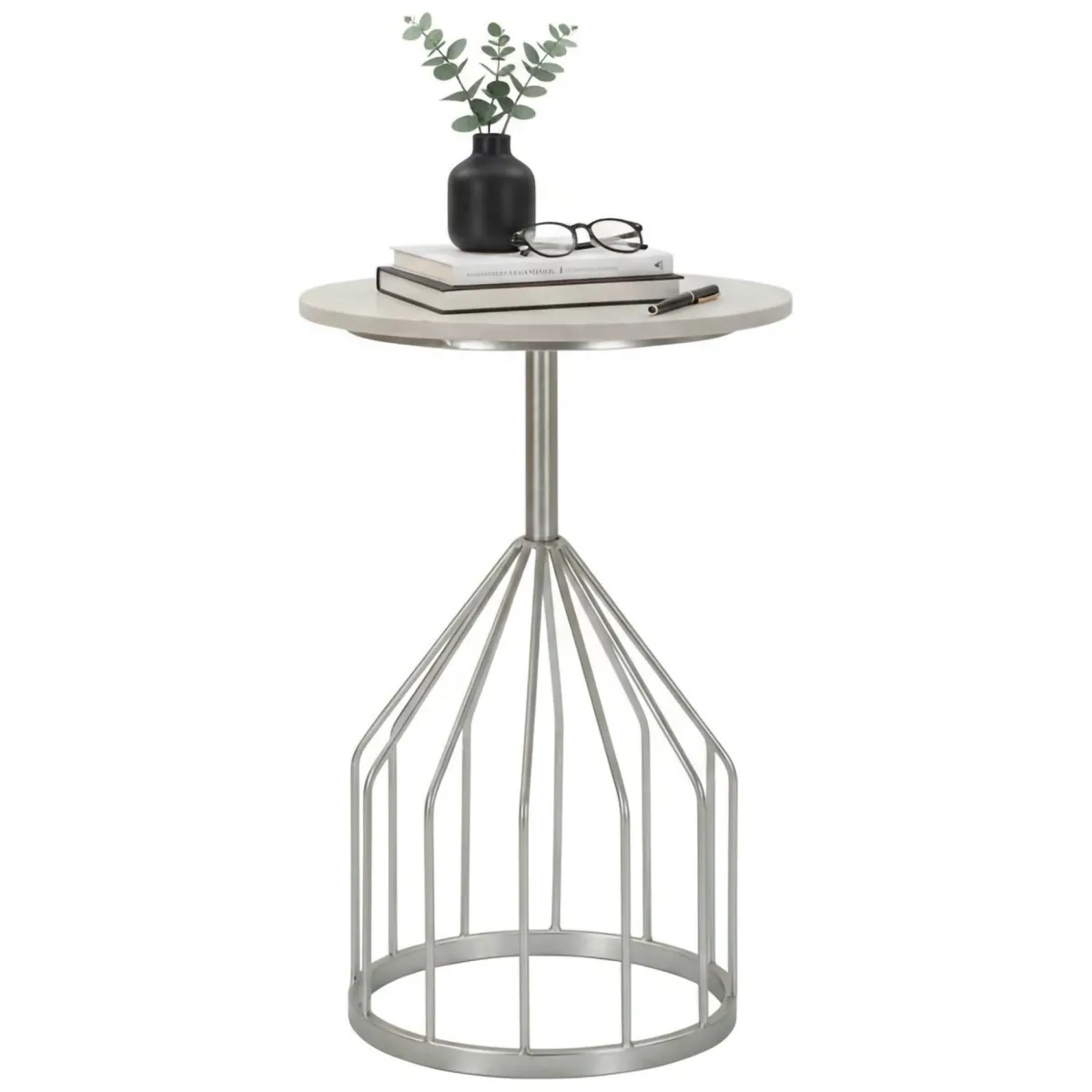 Tavolini Da Salotto > Dmora Tavolino salotto rotondo 37x37x58h cm - Calepio Argento