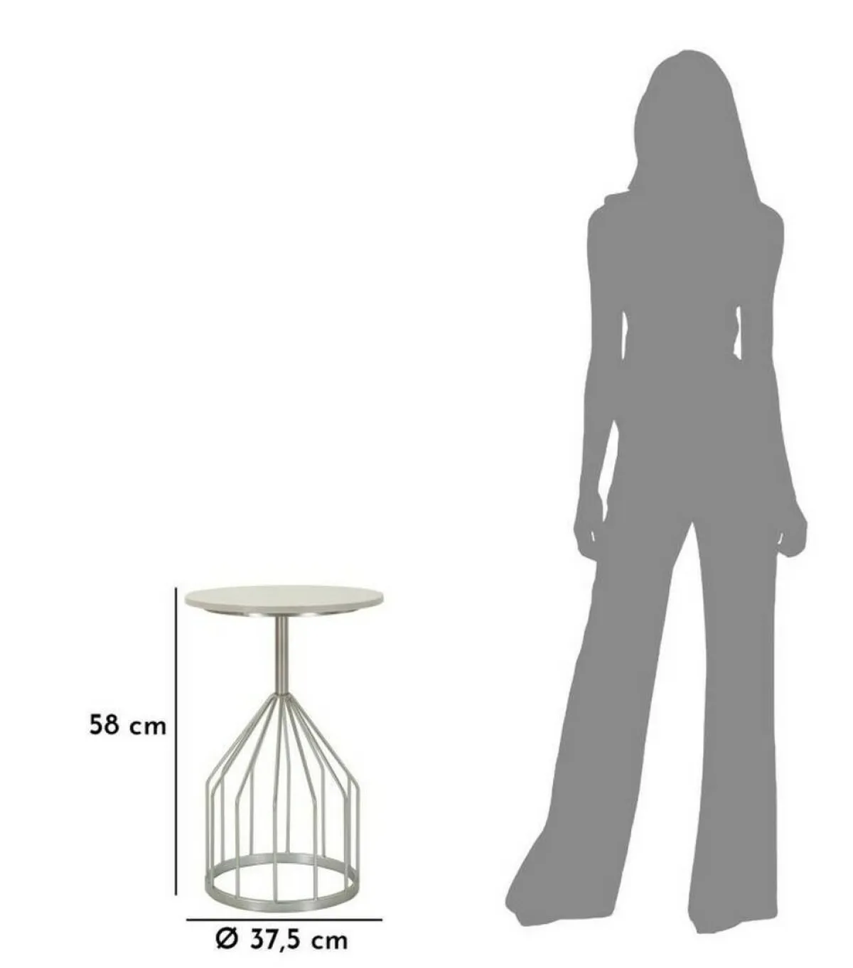 Tavolini Da Salotto > Dmora Tavolino salotto rotondo 37x37x58h cm - Calepio Argento