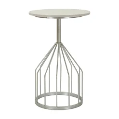 Tavolini Da Salotto > Dmora Tavolino salotto rotondo 37x37x58h cm - Calepio Argento
