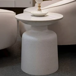 Tavolino salotto rotondo bianco 40x40x47h cm - Farfa