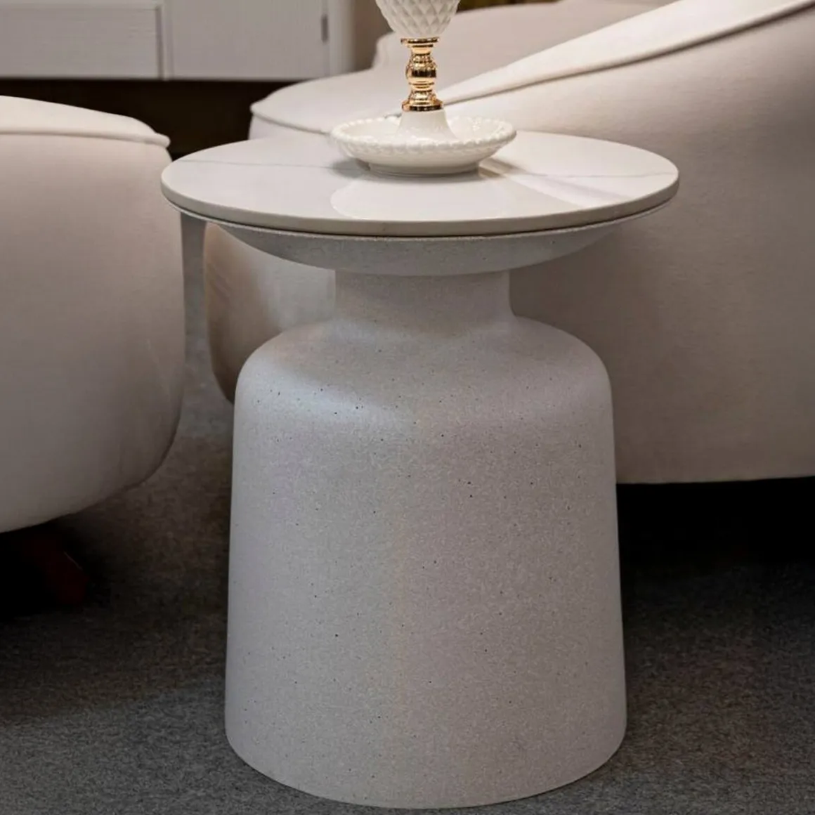 Tavolini Da Salotto > Dmora Tavolino salotto rotondo 45x45x39h cm - Ceva Bianco