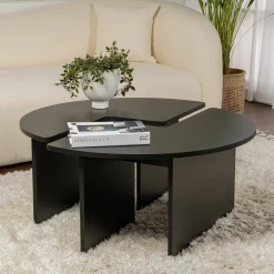 Tavolino salotto rotondo nero 90x90x41h cm - Tairn