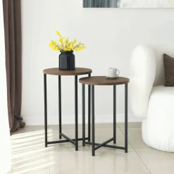 Salotto > Dmora Tavolino salotto rotondo noce 70x35x55h cm - Gwenllian Marrone Noce