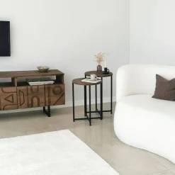 Salotto > Dmora Tavolino salotto rotondo noce 70x35x55h cm - Gwenllian Marrone Noce