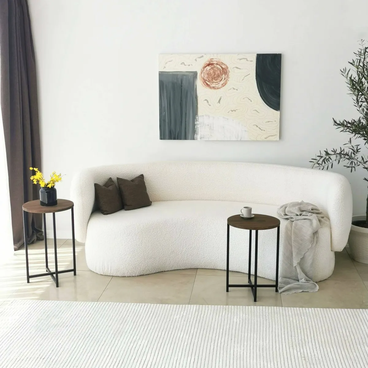 Salotto > Dmora Tavolino salotto rotondo noce 70x35x55h cm - Gwenllian Marrone Noce
