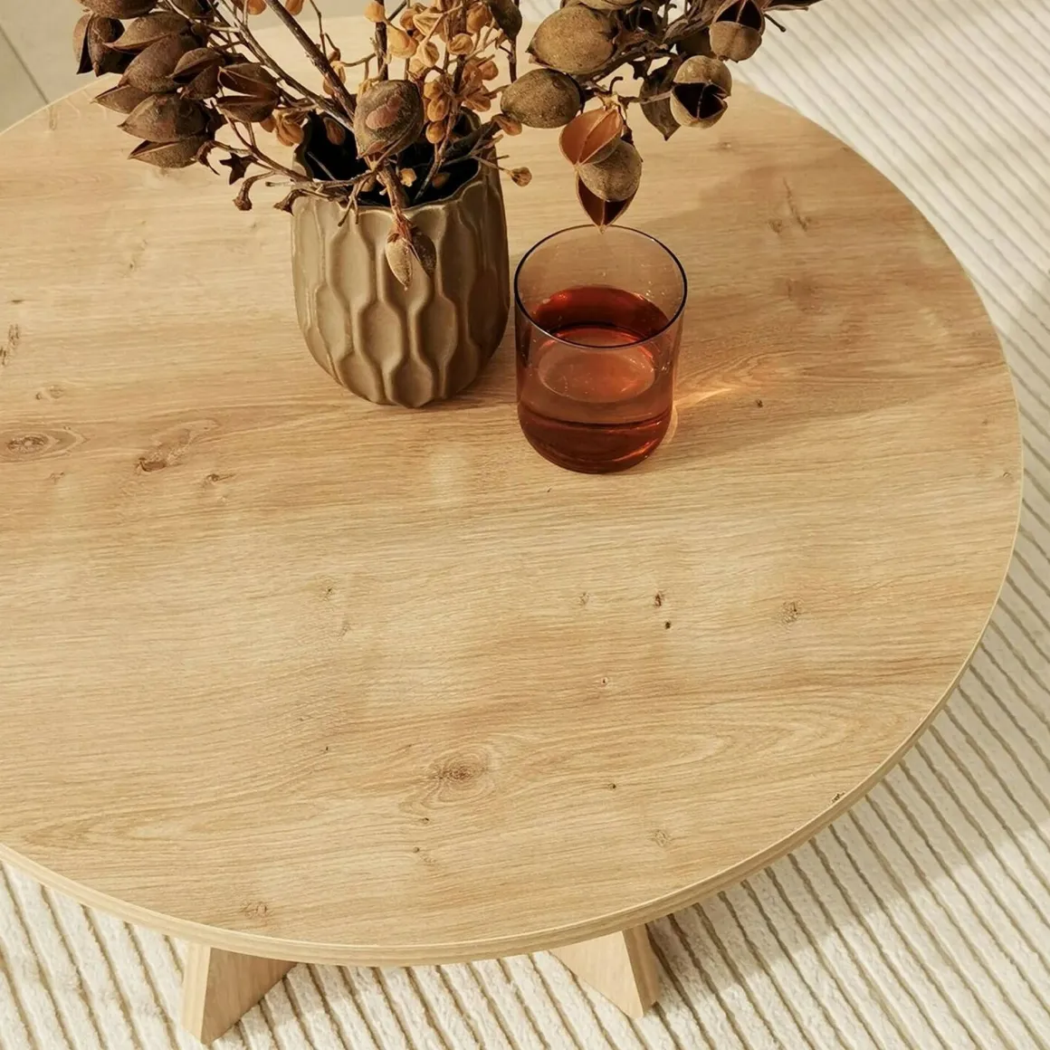 Tavolino salotto rotondo quercia 60x60x40h cm - Armanda