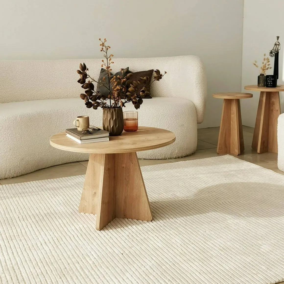 Tavolino salotto rotondo quercia 60x60x40h cm - Armanda