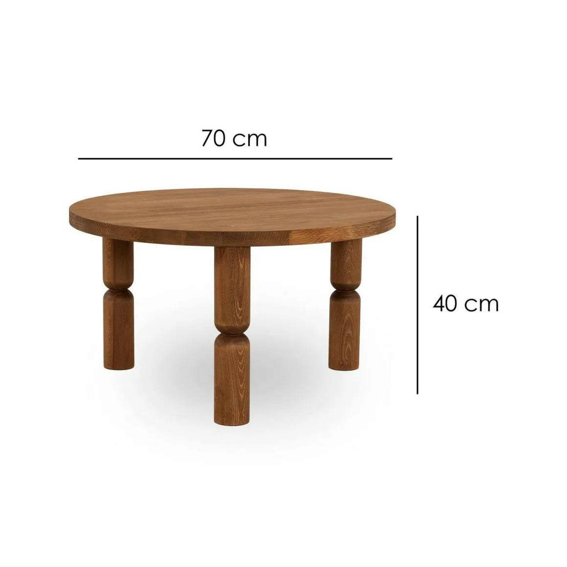 Tavolino salotto rotondo quercia 70x70x40h cm - Victorien