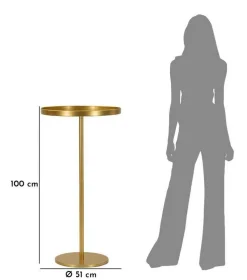 Tavolini Da Salotto > Dmora Tavolino soggiorno alto circolare oro 51x51x100h cm - Argile Oro Oro