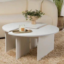 Tavolini Da Salotto > Dmora Tavolino soggiorno circolare 90x90x41h cm - Tairn Bianco