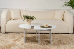 Tavolini Da Salotto > Dmora Tavolino soggiorno circolare 90x90x41h cm - Tairn Bianco
