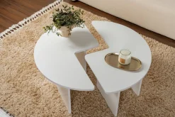 Tavolini Da Salotto > Dmora Tavolino soggiorno circolare 90x90x41h cm - Tairn Bianco