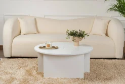 Tavolini Da Salotto > Dmora Tavolino soggiorno circolare 90x90x41h cm - Tairn Bianco