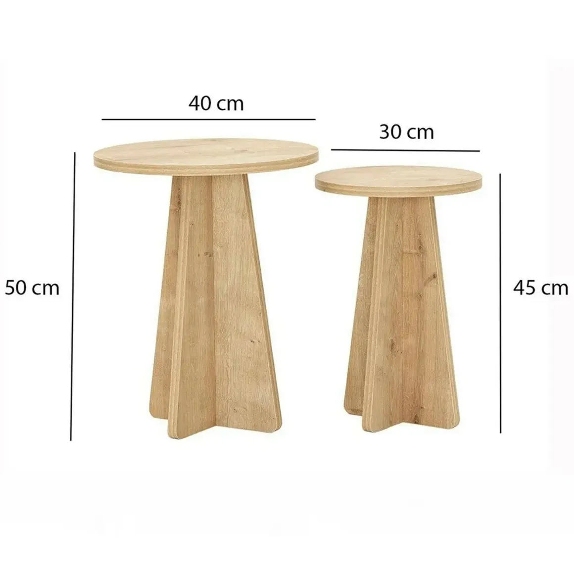 Tavolino soggiorno circolare quercia 40x40x50h cm - Dorina
