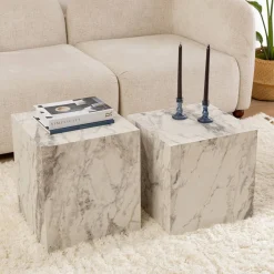 Tavolino soggiorno cubico marmo 40x40x45h cm - Brennan