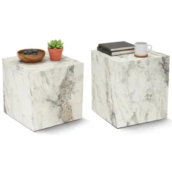 Tavolino soggiorno cubico marmo 40x40x45h cm - Brennan