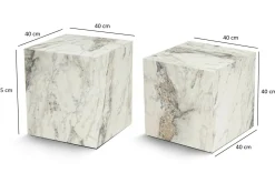 Tavolino soggiorno cubico marmo 40x40x45h cm - Brennan