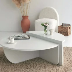 Tavolino soggiorno irregolare bianco 90x90x35h cm - Azim