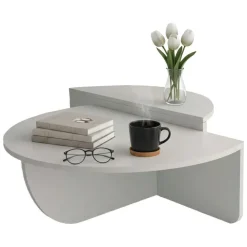 Tavolino soggiorno irregolare bianco 90x90x35h cm - Azim