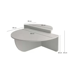 Tavolino soggiorno irregolare bianco 90x90x35h cm - Azim