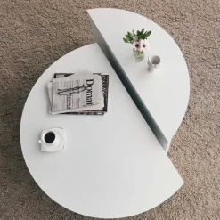 Tavolino soggiorno irregolare bianco 90x90x35h cm - Azim