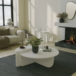 Tavolino soggiorno irregolare bianco 90x90x35h cm - Azim