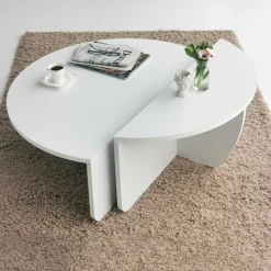 Tavolino soggiorno irregolare bianco 90x90x35h cm - Azim